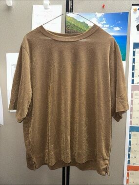 Woman’s Shimmer Crew Neck Shirt - Brown